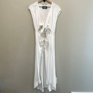 Reformation White Wrap Tie Front Cotton Maxi Dress - Size: Small